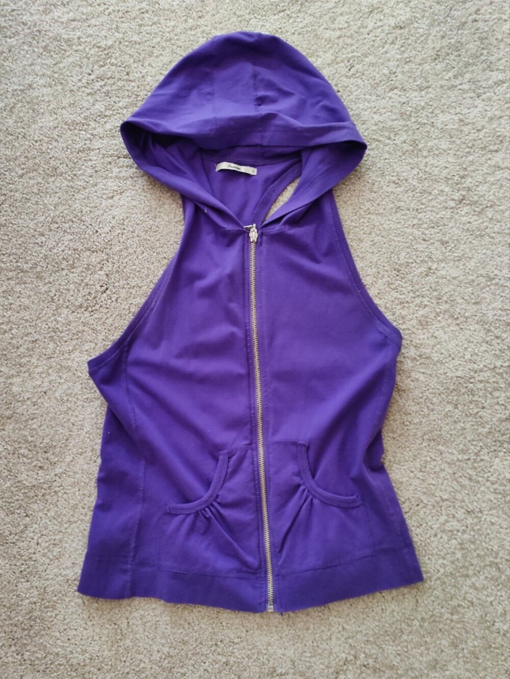 Papaya Purple Hooded Zip-Up One-Piece Top.
